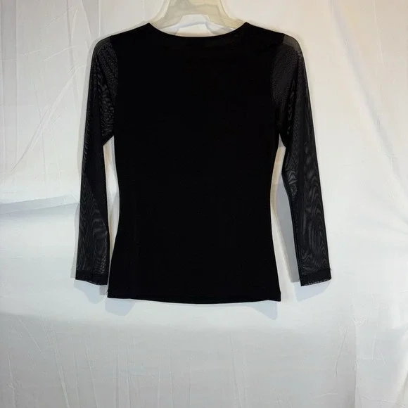 VENUS RHINESTONE DETAIL MESH TOP Medium BLACK‎ *METALLIC* SEXY, ELEGANT - Picture 5 of 6